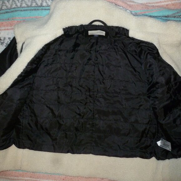 Stylish Full zip  Black Faux Leather Moto Jacket Size Med - Picture 3 of 12